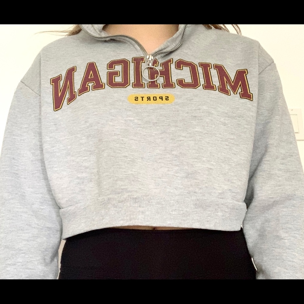 3for20$🔥Cropped grey Sweatshirt with writing